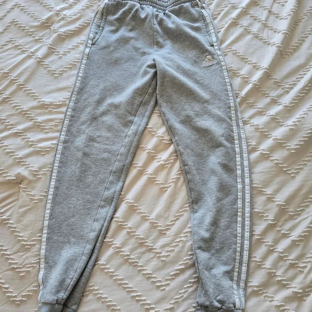 adidas Kids Gray Joggers with White Stripes